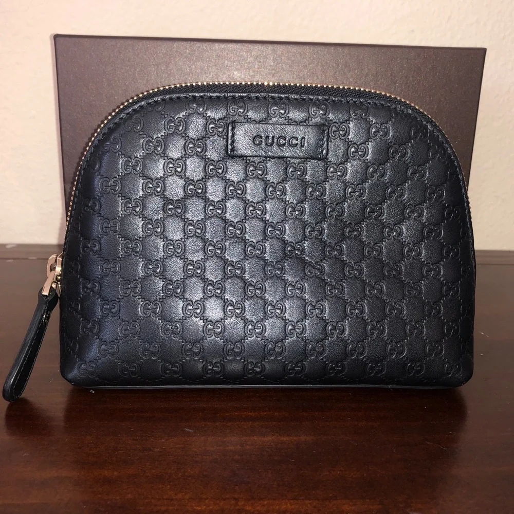 Gucci Black Guccissima Leather Cosmetic Bag - Picture 4 of 8